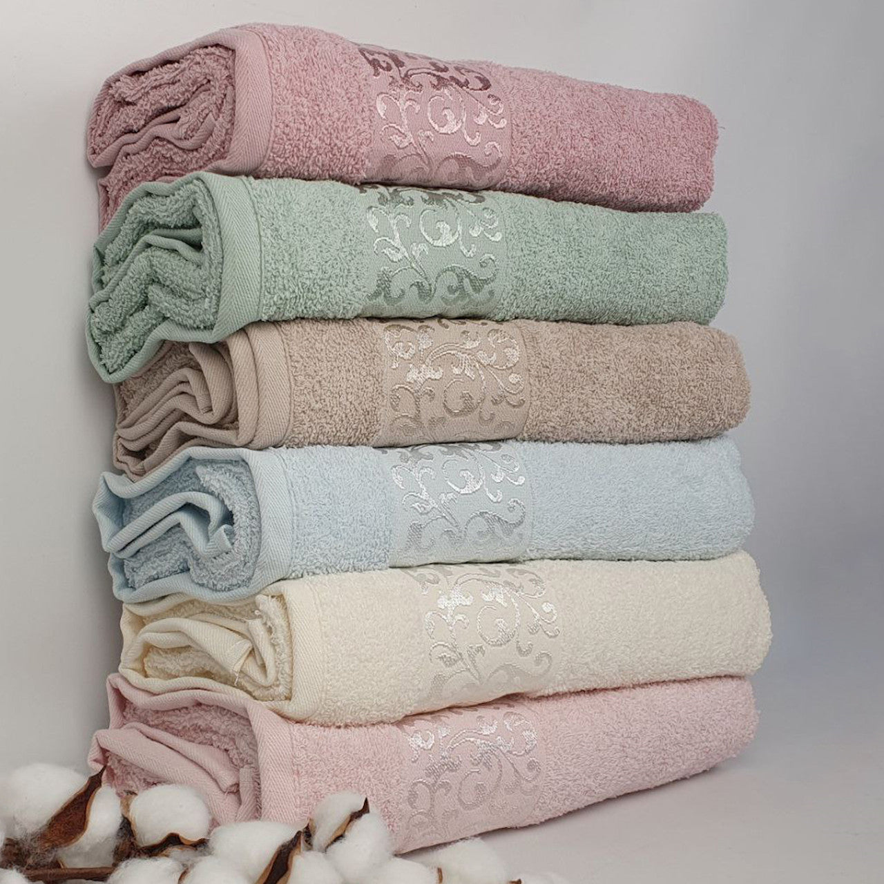 Набір рушників махрових, 6шт, 140х70см, Super Cotton Ruby / Комплект рушників з бавовни / Махрові рушники