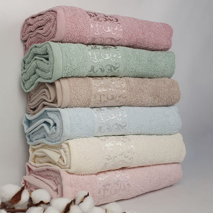 Набір рушників махрових, 6шт, 140х70см, Super Cotton Ruby / Комплект рушників з бавовни / Махрові рушники