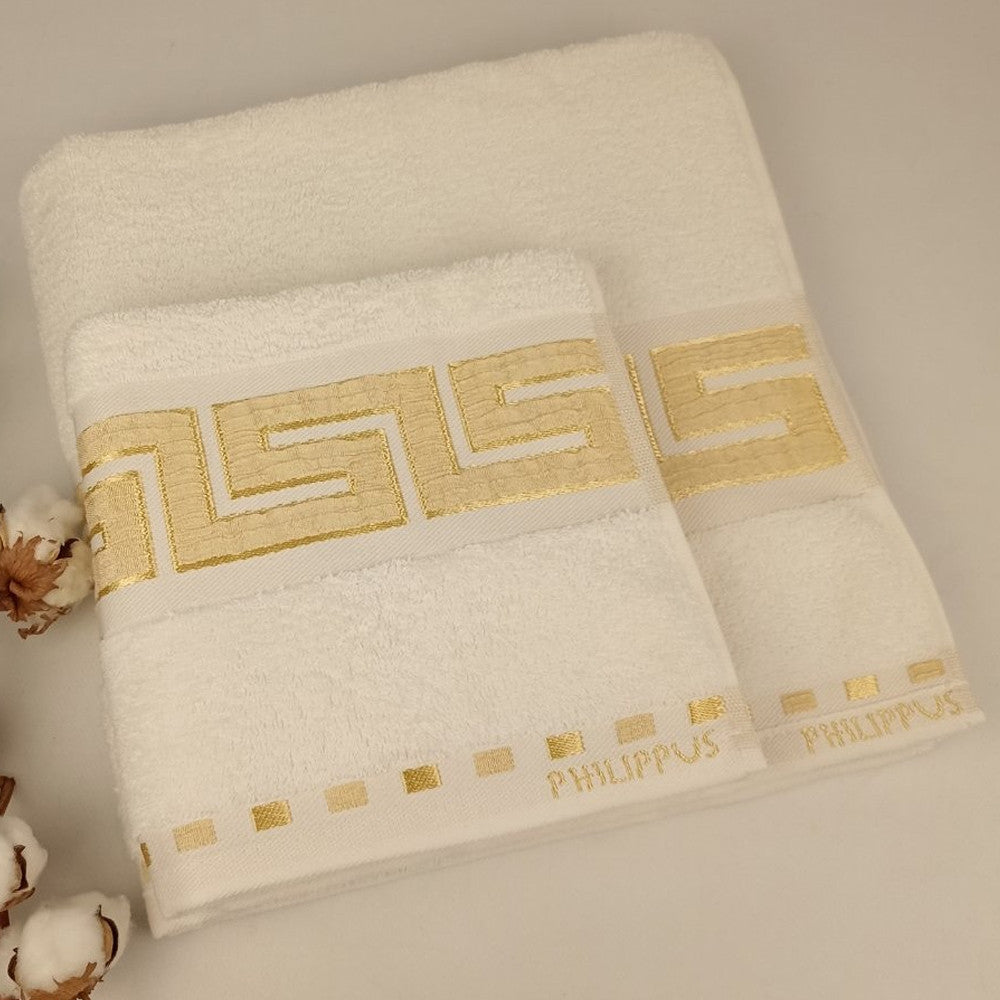 Набір махрових рушників 2шт, 140х70см, 90х50см, Philippus Cross Cotton, / Комплект рушників / Бавовняні рушники