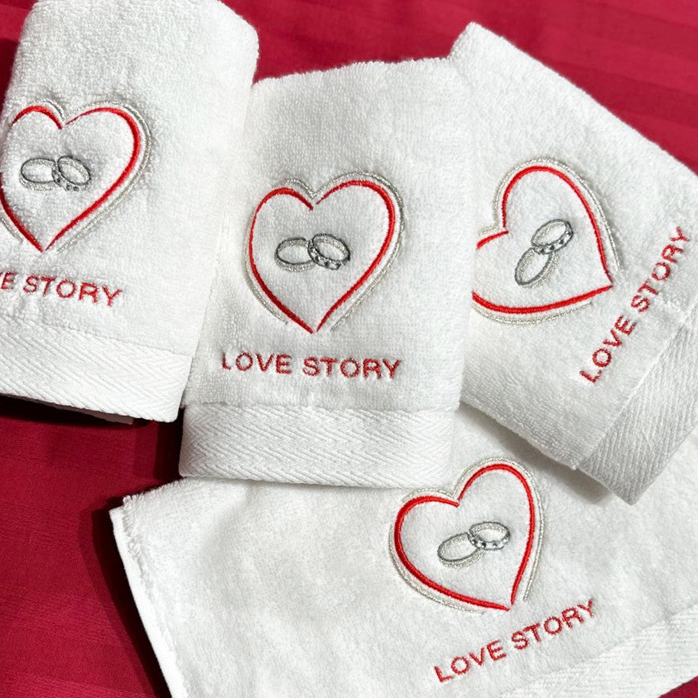 Подарунковий набір рушників 4шт, 50х30см, Maison D'or Love Story / Рушники з обручками / Комплект махрових рушників