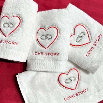 Подарунковий набір рушників 4шт, 50х30см, Maison D'or Love Story / Рушники з обручками / Комплект махрових рушників