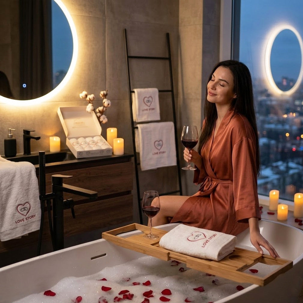 Подарунковий набір рушників 4шт, 50х30см, Maison D'or Love Story / Рушники з обручками / Комплект махрових рушників