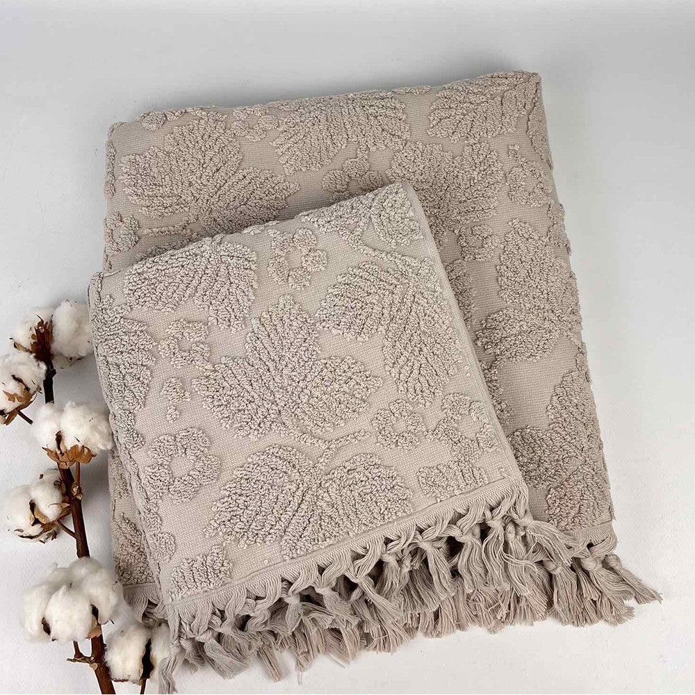 Набір рушників махрових, 2шт, 90х50см, 140х70см, Pupilla Layd Light Beige, Каппучино / Комплект рушників з махри