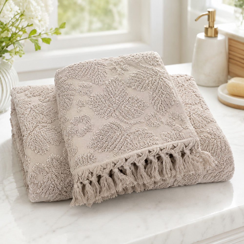 Набір рушників махрових, 2шт, 90х50см, 140х70см, Pupilla Layd Light Beige, Каппучино / Комплект рушників з махри