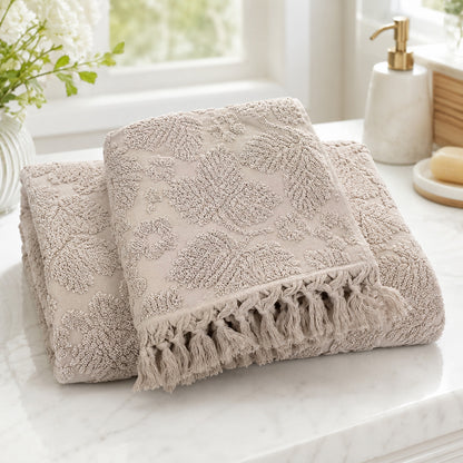Набір рушників махрових, 2шт, 90х50см, 140х70см, Pupilla Layd Light Beige, Каппучино / Комплект рушників з махри