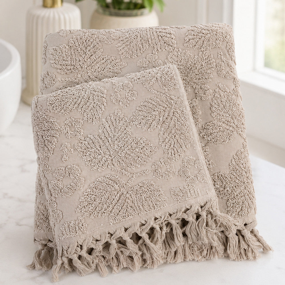 Набір рушників махрових, 2шт, 90х50см, 140х70см, Pupilla Layd Light Beige, Каппучино / Комплект рушників з махри