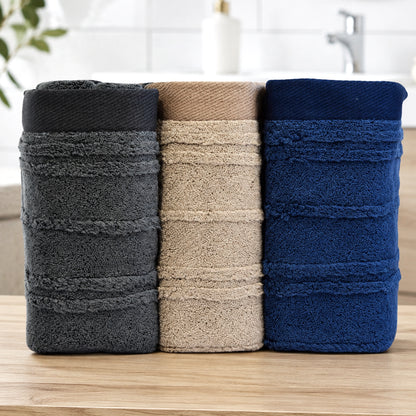 Набір рушників махрових, 3шт, 90х50см, Microcotton Cevher-1 / Бавовняні рушники / Рушники для обличчя