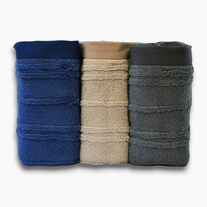 Набір рушників махрових, 3шт, 90х50см, Microcotton Cevher-1 / Бавовняні рушники / Рушники для обличчя