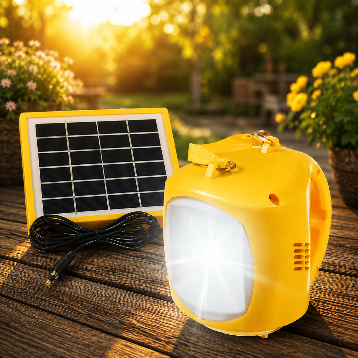 Переносний ліхтар з PowerBank, від сонячної панелі, 2200мАч, Power Мaster, Жовтий / Ліхтар на сонячній батареї / Ручний ліхтар