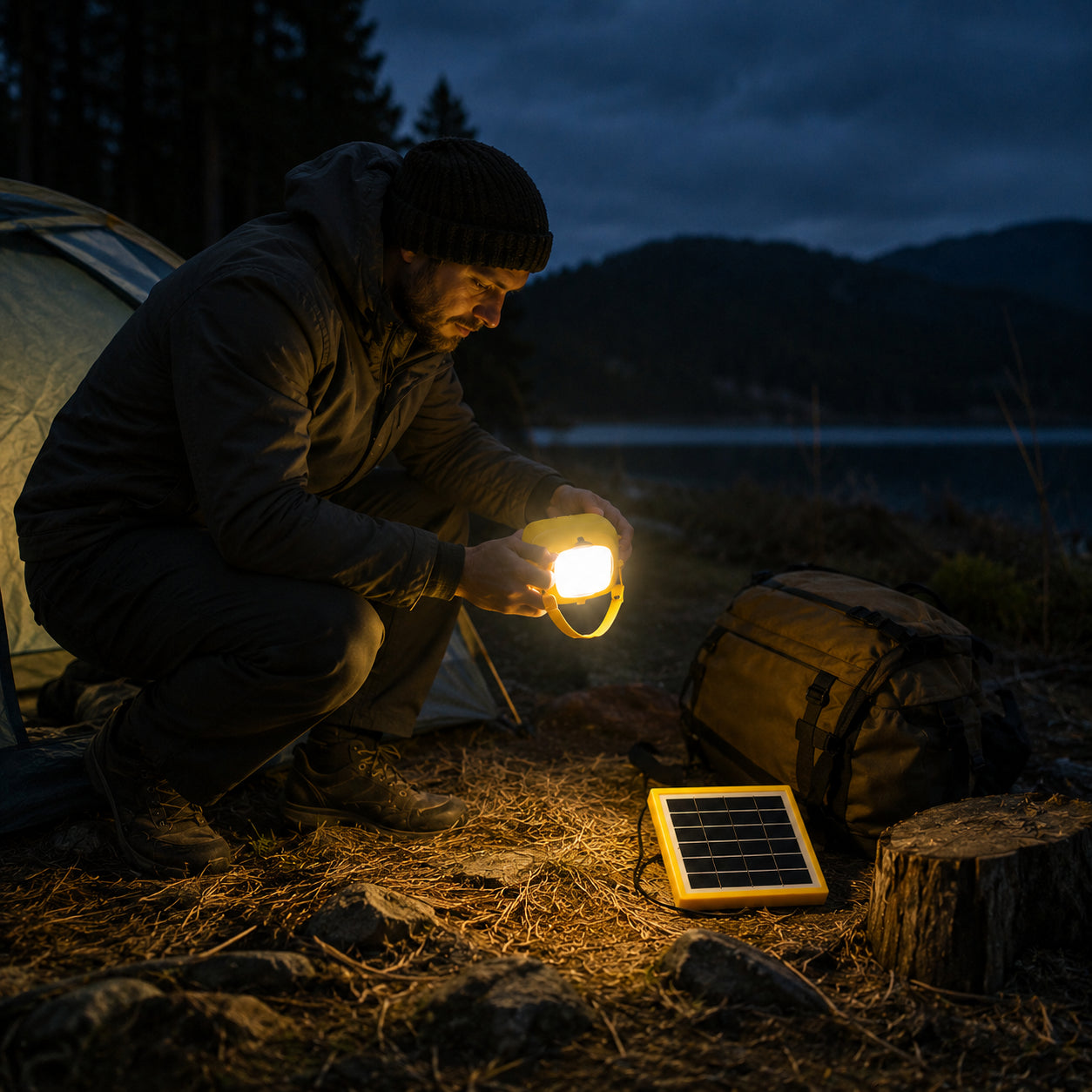 Переносний ліхтар з PowerBank, від сонячної панелі, 2200мАч, Power Мaster, Жовтий / Ліхтар на сонячній батареї / Ручний ліхтар