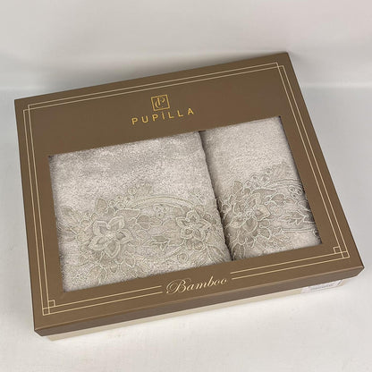 Набір рушників бамбукових, 2шт, 90х50см, 140х70см, Рupilla Vanetta Pudra, / Махрові рушники з бамбукового волокна
