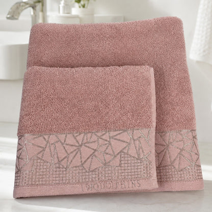 Набір бавовняних рушників, 2шт, 90х50см, 140х70см, Two Dolphins Glass, / Комплект рушників махрових