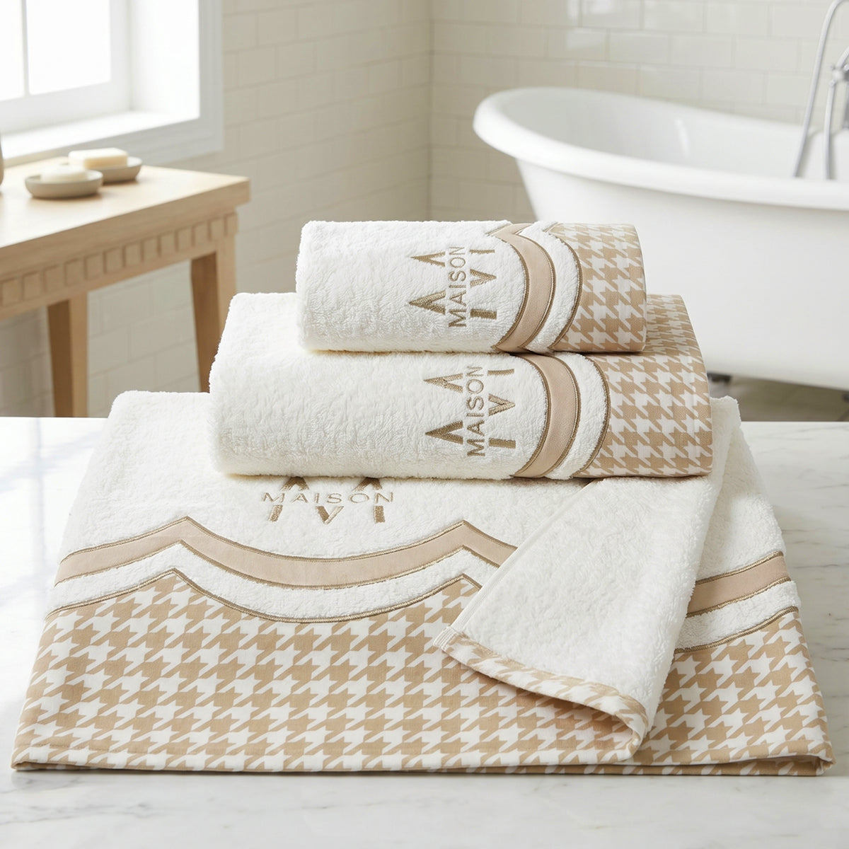 Набір махрових рушників, 3шт(150х85см,100х50см,50х30см), Lowe's White-Beige / Бавовняні рушники / Подарунковий набір рушників