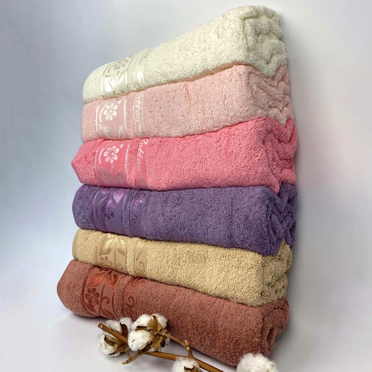 Набір рушників махрових, 6шт, 140х70см, Cottonize cod133 / Банний комплект рушників / Бавовняні рушники