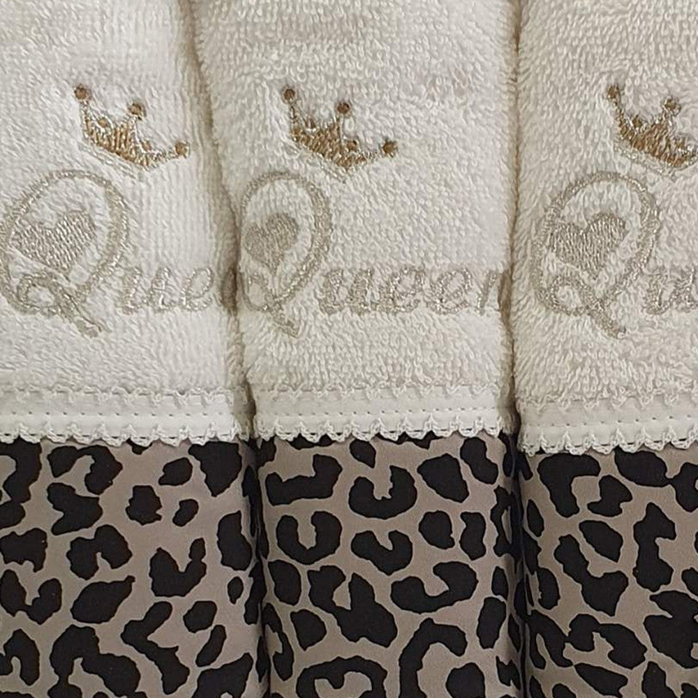 Подарунковий набір рушників 4шт, 50х30см, Maison D'or Queen, Кремово-коричневий / Комплект рушників / Рушники для рук та обличчя
