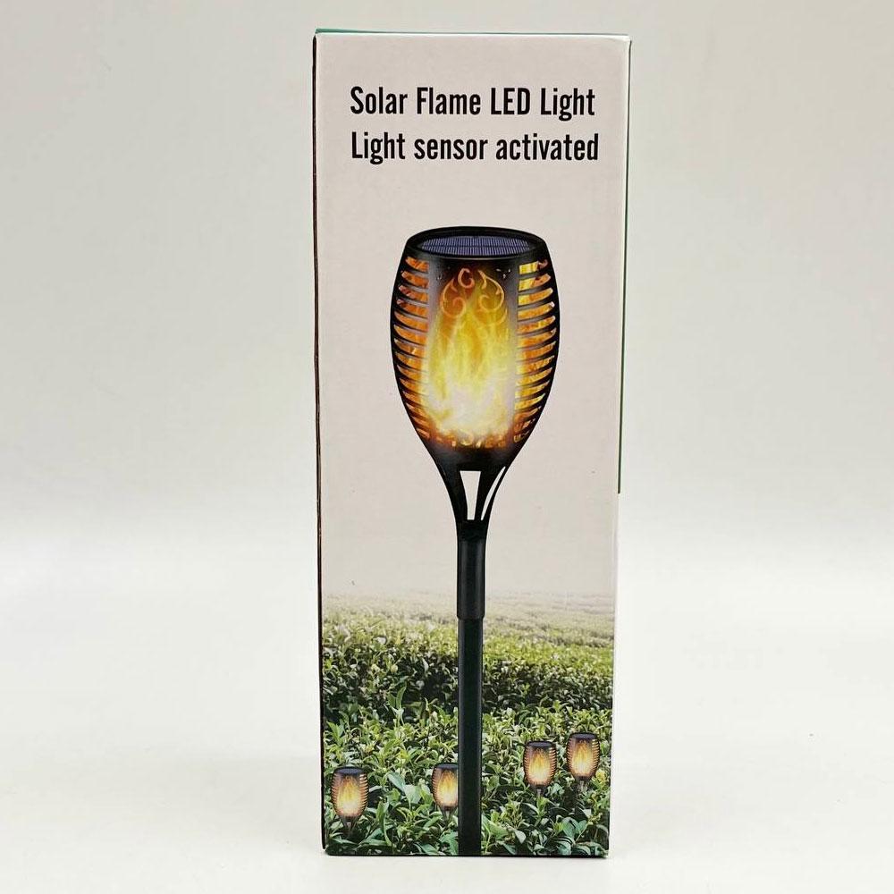 Садовий ліхтар на сонячній батареї 52см, 96LED, Solar flame, Теплий Білий / Декоративний світильник для саду / Ліхтар факел