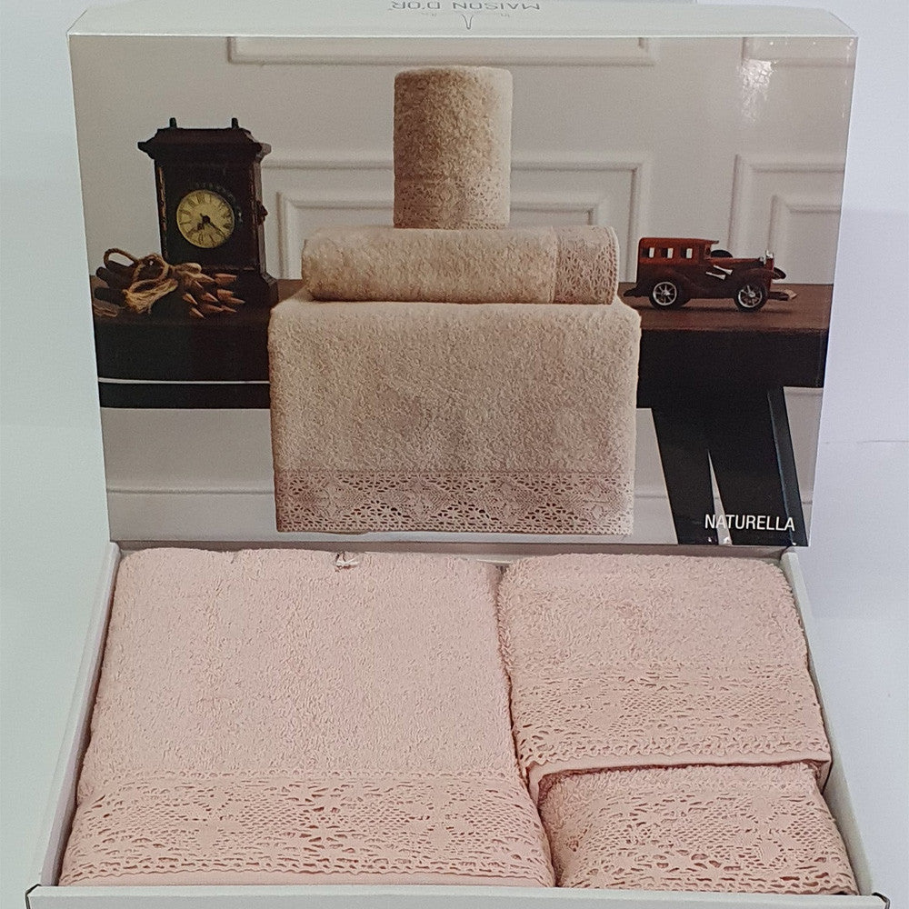 Набір рушників махрових 3 шт (140х70, 90х50, 50х32 см) Maison D'or Naturella, / Комплект рушників / Махрові рушники