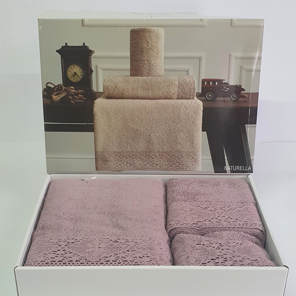 Набір рушників махрових 3 шт (140х70, 90х50, 50х32 см) Maison D'or Naturella, / Комплект рушників / Махрові рушники