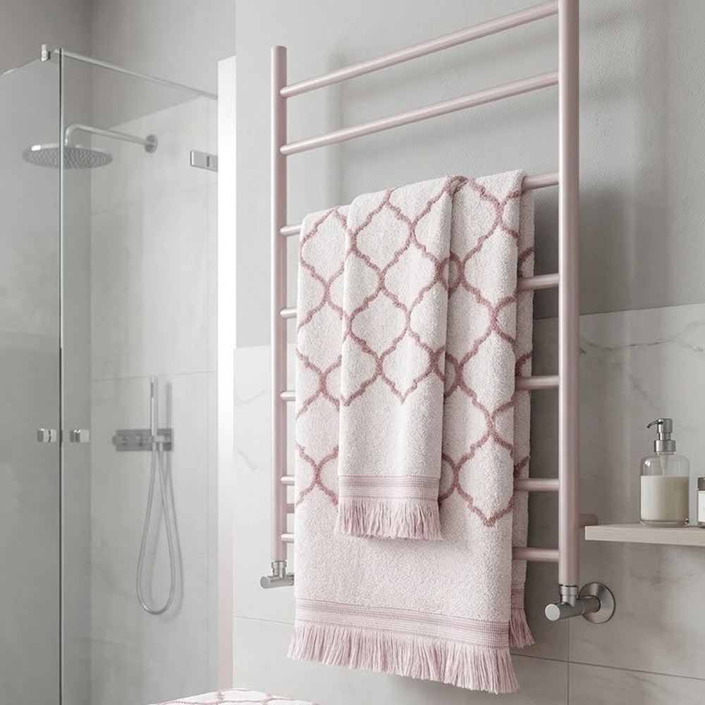 Махрові рушники комплектом, 2шт, 90х50см, 140х70см, Maison D'or Lorenza Lilac-White, Ліловий / Набір рушників з махри