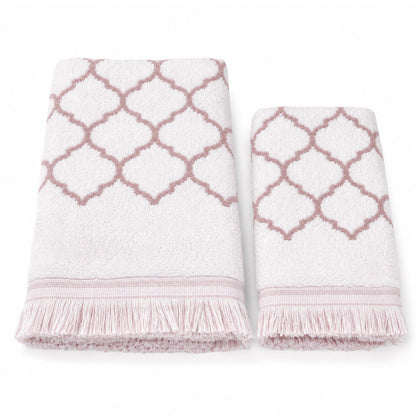 Махрові рушники комплектом, 2шт, 90х50см, 140х70см, Maison D'or Lorenza Lilac-White, Ліловий / Набір рушників з махри