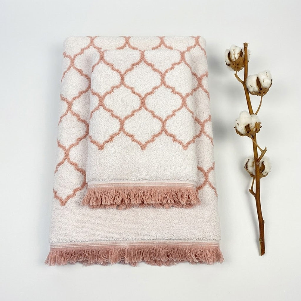 Махрові рушники комплектом, 2шт, 90х50см, 140х70см, Maison D'or Lorenza Lilac-White, Ліловий / Набір рушників з махри