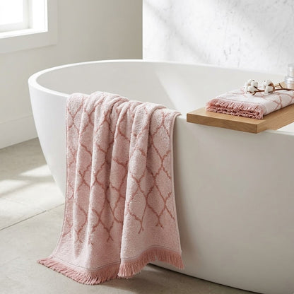 Махрові рушники комплектом, 2шт, 90х50см, 140х70см, Maison D'or Lorenza Lilac-White, Ліловий / Набір рушників з махри
