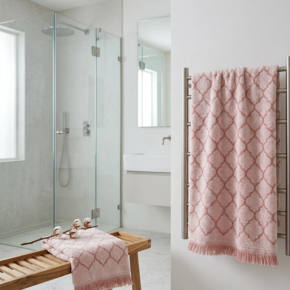 Махрові рушники комплектом, 2шт, 90х50см, 140х70см, Maison D'or Lorenza Lilac-White, Ліловий / Набір рушників з махри