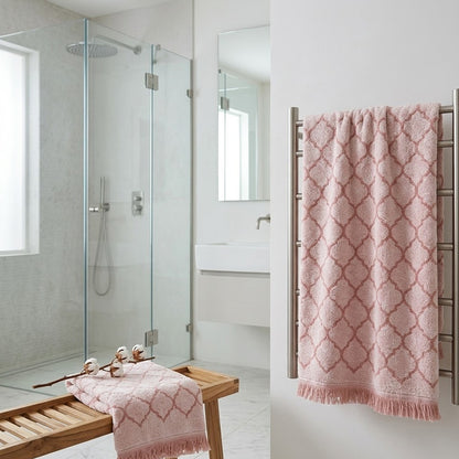 Махрові рушники комплектом, 2шт, 90х50см, 140х70см, Maison D'or Lorenza Lilac-White, Ліловий / Набір рушників з махри