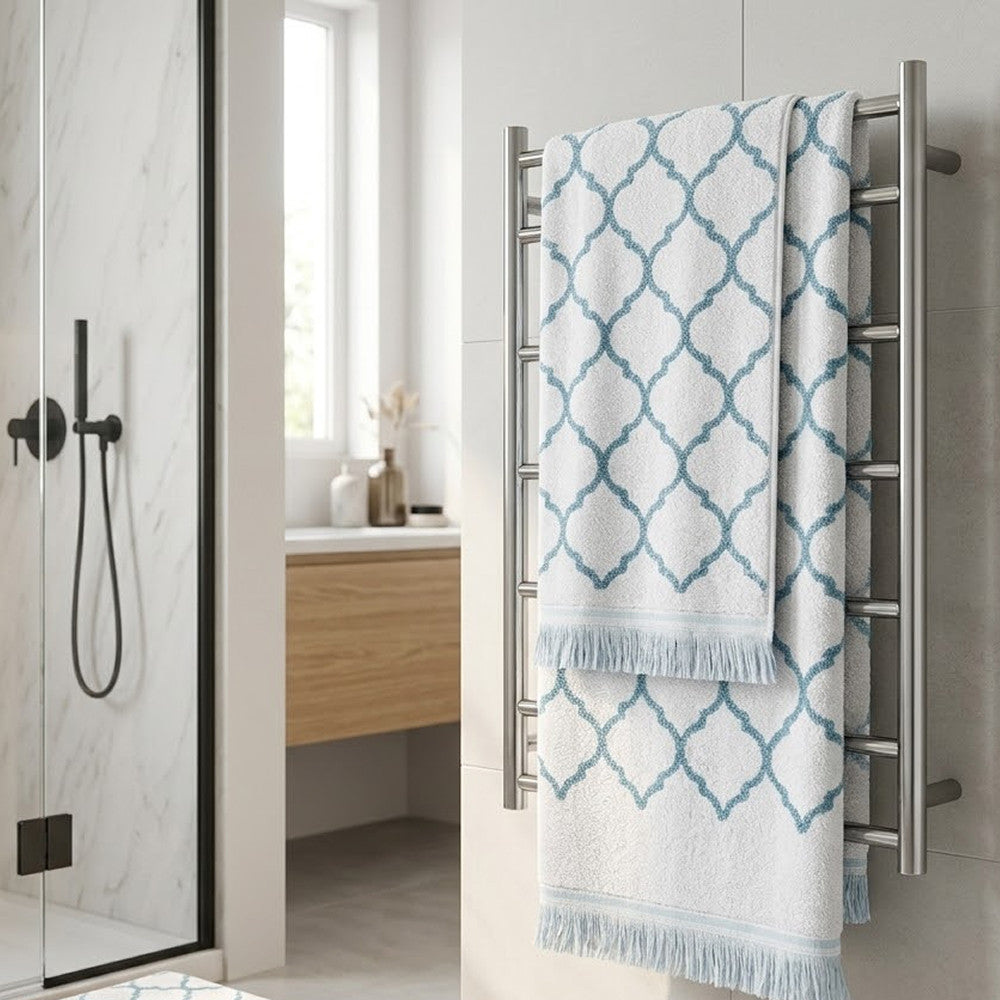 Махрові рушники комплектом, 2шт, 90х50см, 140х70см, Maison D'or Lorenza Lilac-White, Ліловий / Набір рушників з махри