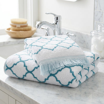Махрові рушники комплектом, 2шт, 90х50см, 140х70см, Maison D'or Lorenza Lilac-White, Ліловий / Набір рушників з махри