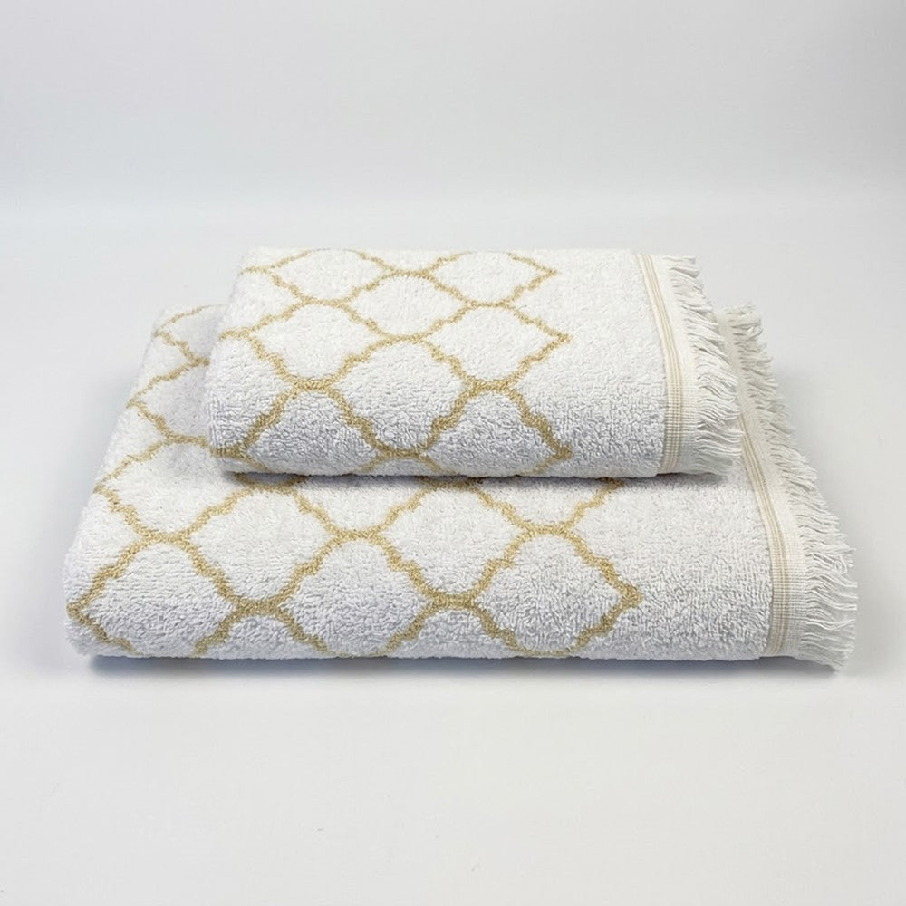 Махрові рушники комплектом, 2шт, 90х50см, 140х70см, Maison D'or Lorenza Lilac-White, Ліловий / Набір рушників з махри