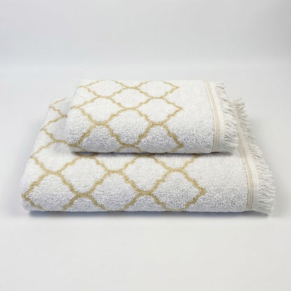 Махрові рушники комплектом, 2шт, 90х50см, 140х70см, Maison D'or Lorenza Lilac-White, Ліловий / Набір рушників з махри