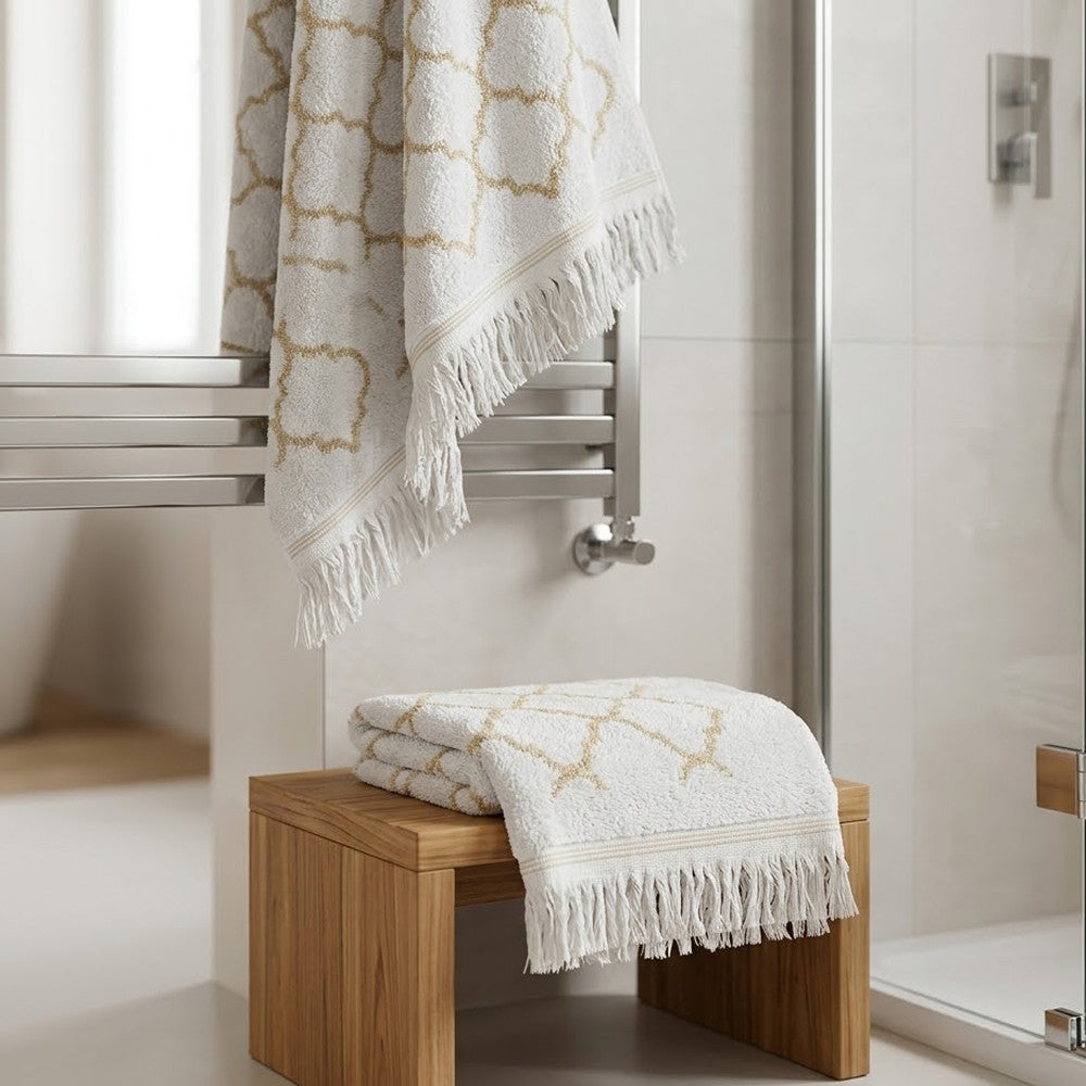Махрові рушники комплектом, 2шт, 90х50см, 140х70см, Maison D'or Lorenza Lilac-White, Ліловий / Набір рушників з махри
