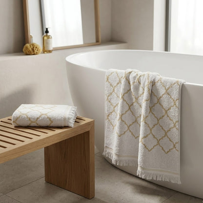 Махрові рушники комплектом, 2шт, 90х50см, 140х70см, Maison D'or Lorenza Lilac-White, Ліловий / Набір рушників з махри