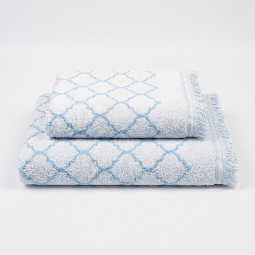 Махрові рушники комплектом, 2шт, 90х50см, 140х70см, Maison D'or Lorenza Lilac-White, Ліловий / Набір рушників з махри