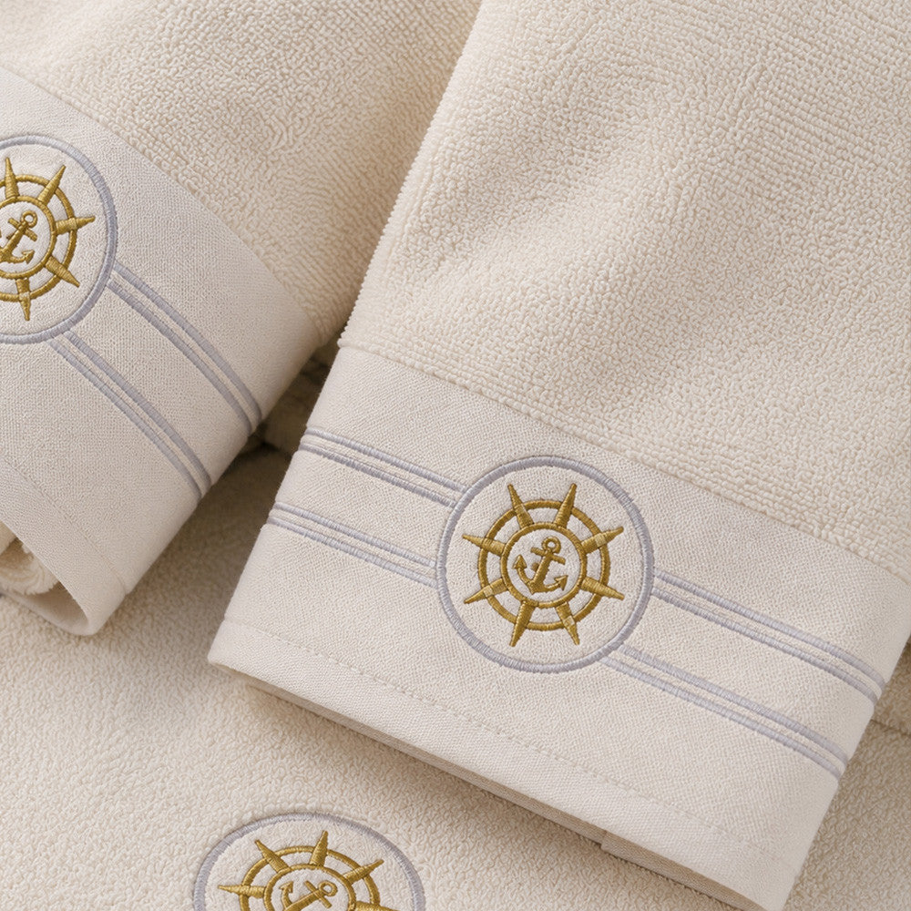 Набір махрових рушників з килимком (150х85,100х50 см, 80х50 см) Elegance Marine, / Рушники махрові / Банні рушники