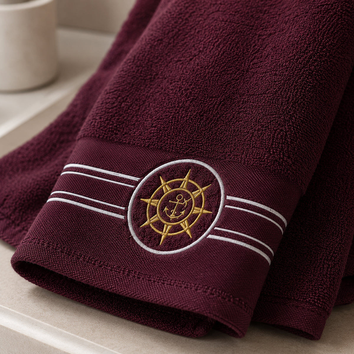 Набір махрових рушників з килимком (150х85,100х50 см, 80х50 см) Elegance Marine, / Рушники махрові / Банні рушники