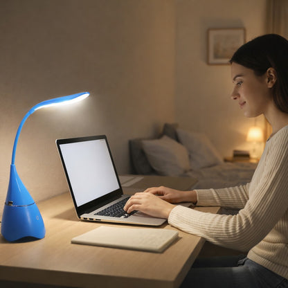 Настільна акумуляторна LED лампа 4,5 Вт, Bluetooth ( 20х10,7х10,2см) USB, Синя / Світлодіодна лампа / Сенсорна лампа
