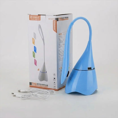 Настільна акумуляторна LED лампа 4,5 Вт, Bluetooth ( 20х10,7х10,2см) USB, Синя / Світлодіодна лампа / Сенсорна лампа