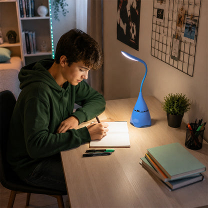 Настільна акумуляторна LED лампа 4,5 Вт, Bluetooth ( 20х10,7х10,2см) USB, Синя / Світлодіодна лампа / Сенсорна лампа