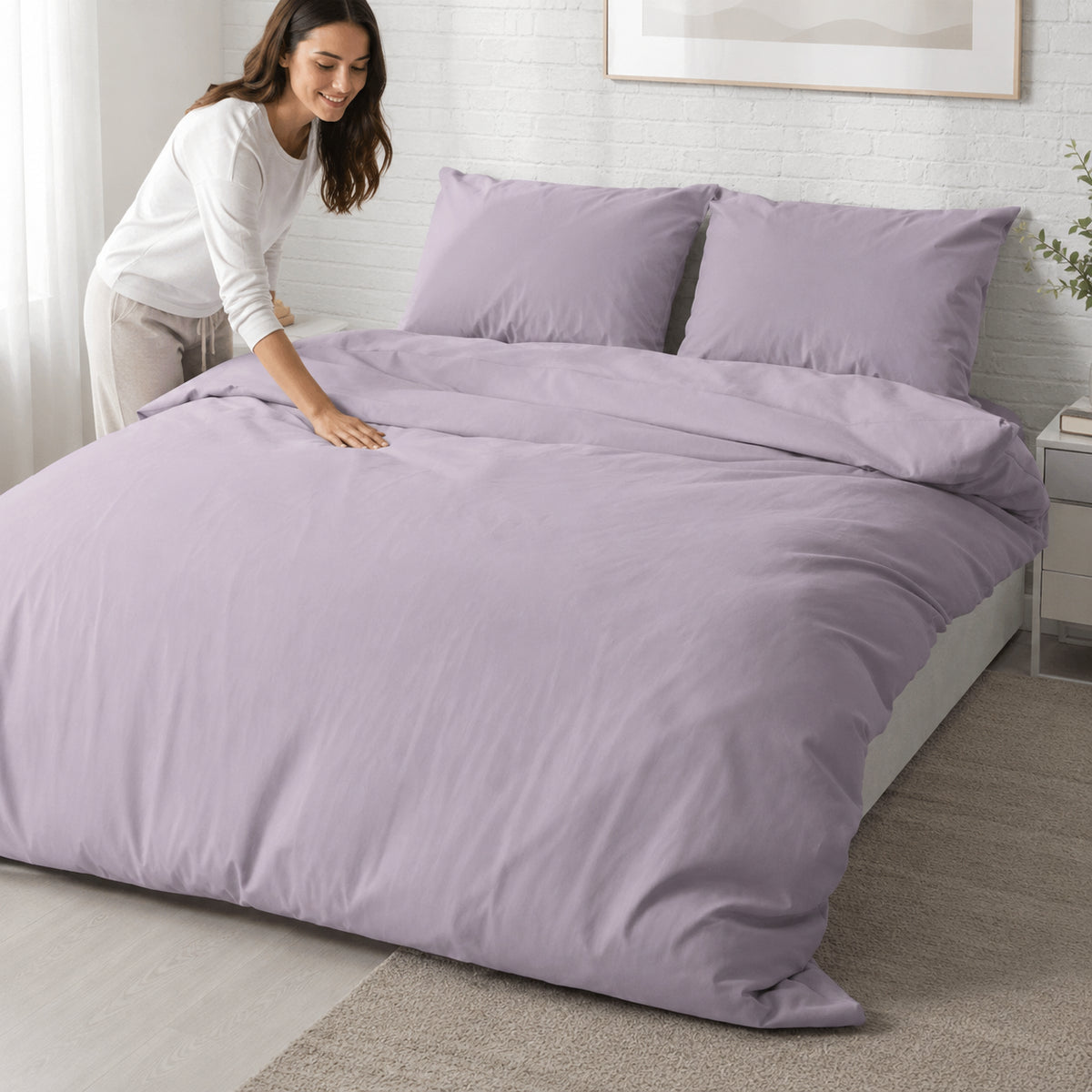 Комплект постільної білизни, мікрофібра, 215х180 см, LeLIT, / Двоспальна постільна білизна / Однотонна постіль