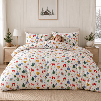 Комплект постільної білизни, Євро розмір, поплін, LeLIT L-2063 / Постільна білизна / Євро постіль / Двоспальна постіль