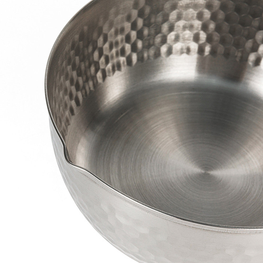 Японський кований ківш з дерев'яною ручкою, 1,6л, Eotia Yukihira Pot INOX, Сріблястий / Кастрюля з молотковою текстурою