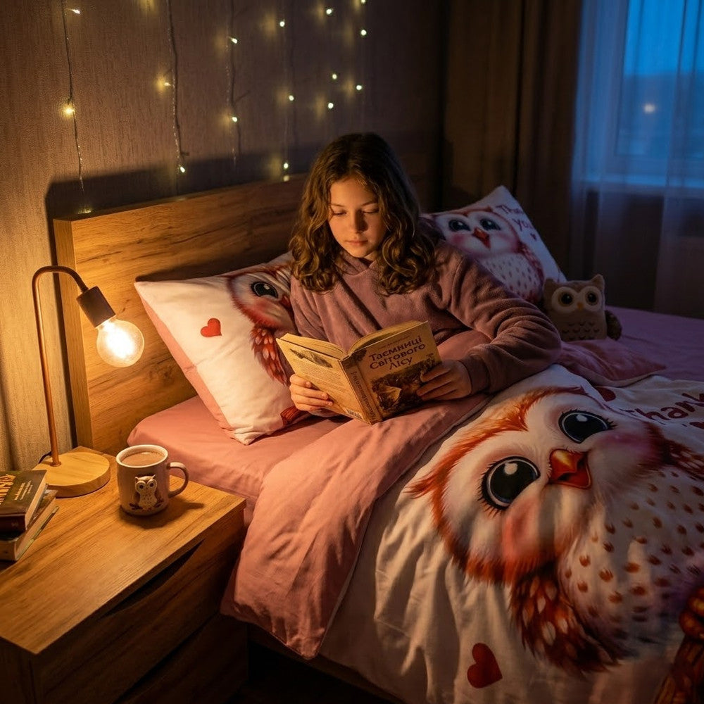 Дитяча постільна білизна півтораспальна, з фланелі, Colorful Home / Комплект постільної білизни для дівчинки / Дитяча постіль