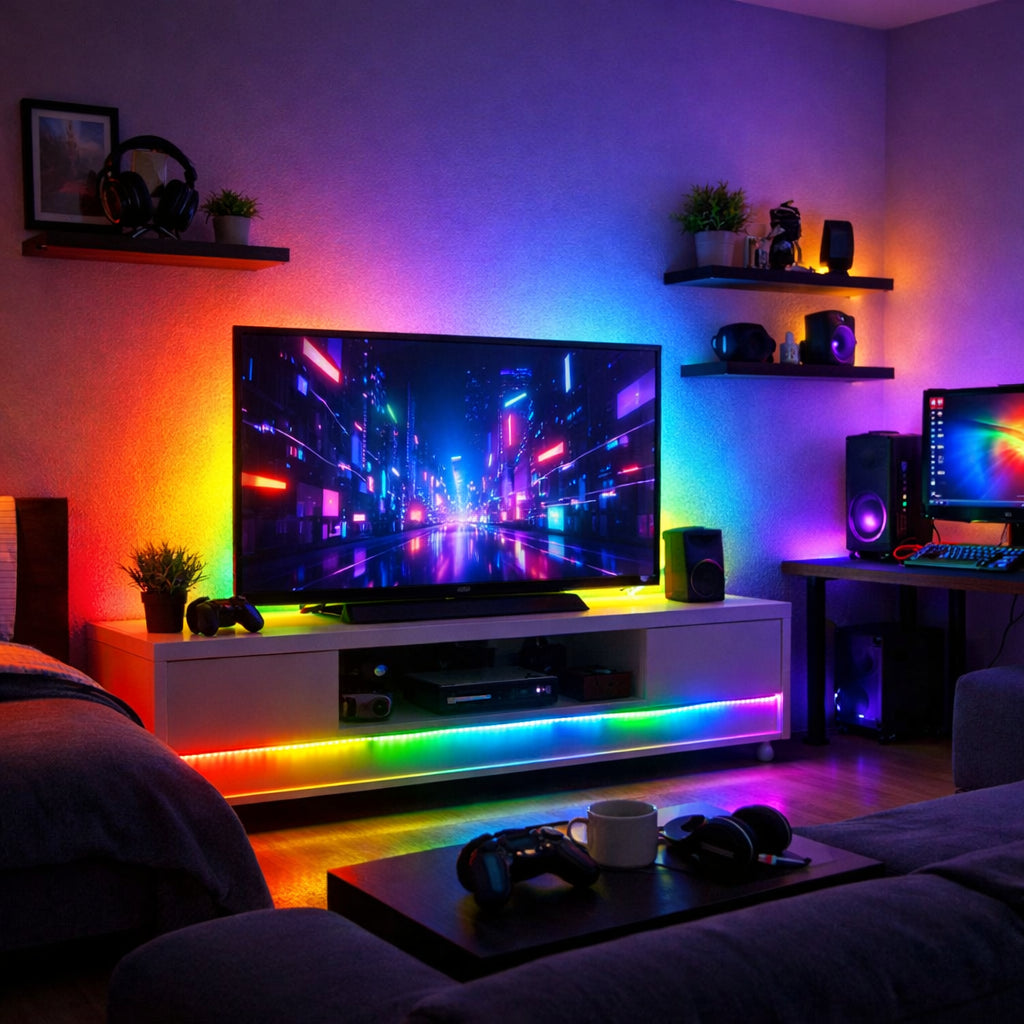 Світлодіодна стрічка, від USB і пульт, Rgb, Чорний / LED-стрічка для декору / Розумна RGB стрічка / Лед стрічка