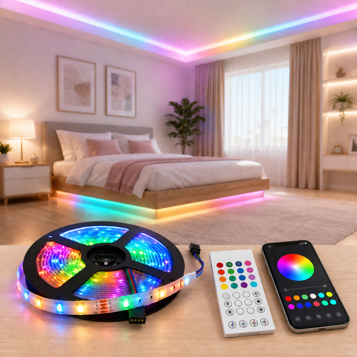 Світлодіодна стрічка, від USB і пульт, Rgb, Чорний / LED-стрічка для декору / Розумна RGB стрічка / Лед стрічка