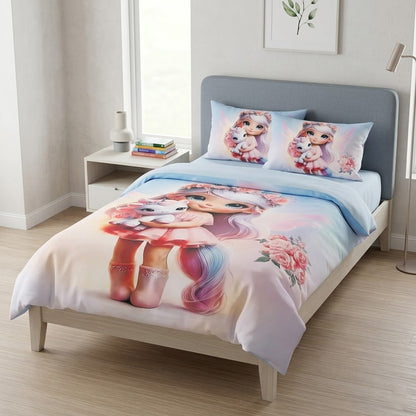 Дитяча постільна білизна полуторна, з фланелі, Colorful Home / Комплект постільної білизни для дівчинки / Постіль дитяча