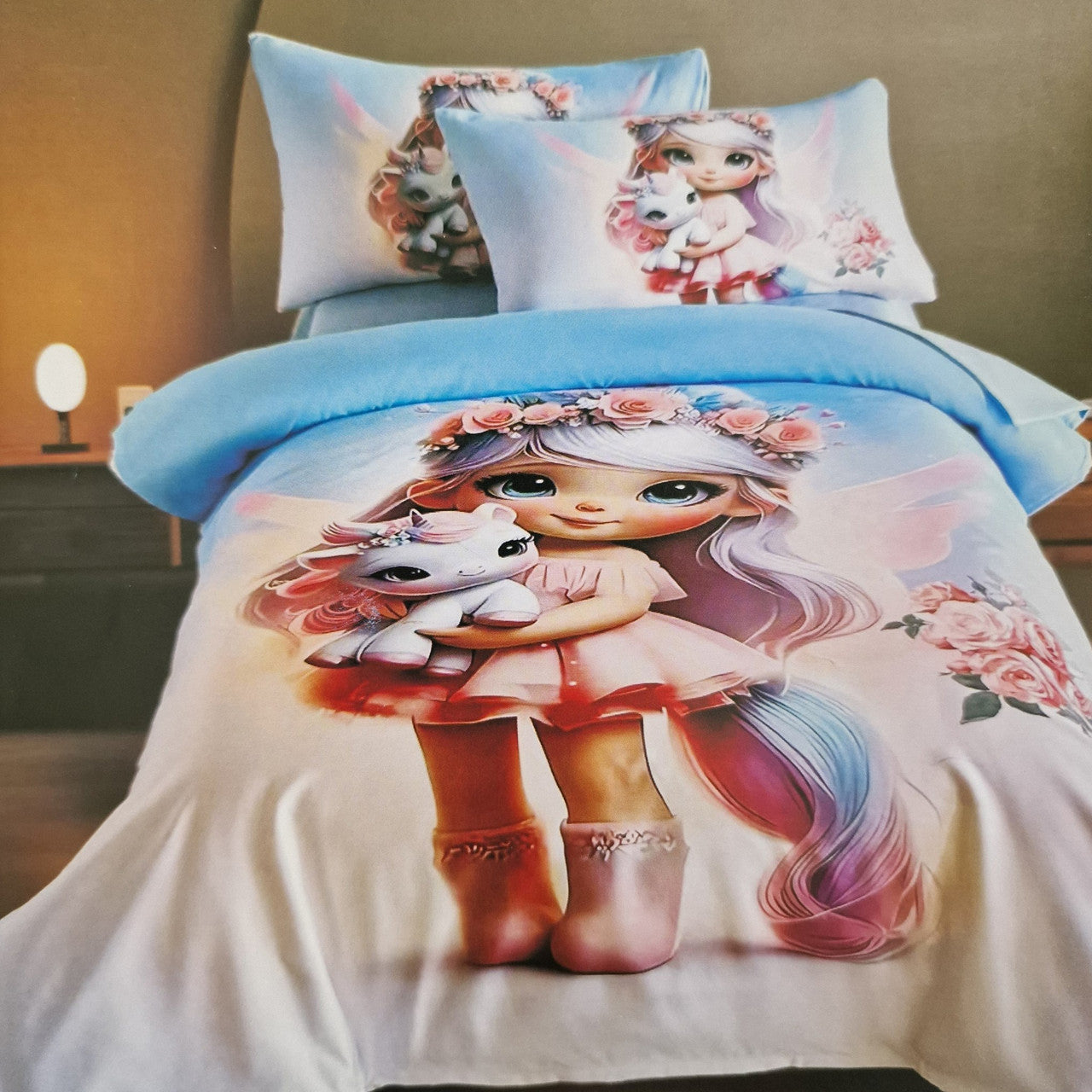 Дитяча постільна білизна полуторна, з фланелі, Colorful Home / Комплект постільної білизни для дівчинки / Постіль дитяча