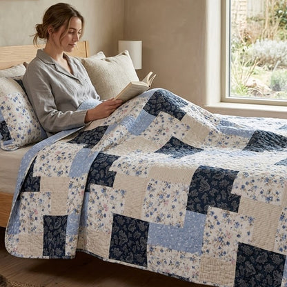 Комплект постільної білизни, фланель, полуторний, Belizza Plaid Blue / Бавовняний постільний набір / Полуторний набір спальний