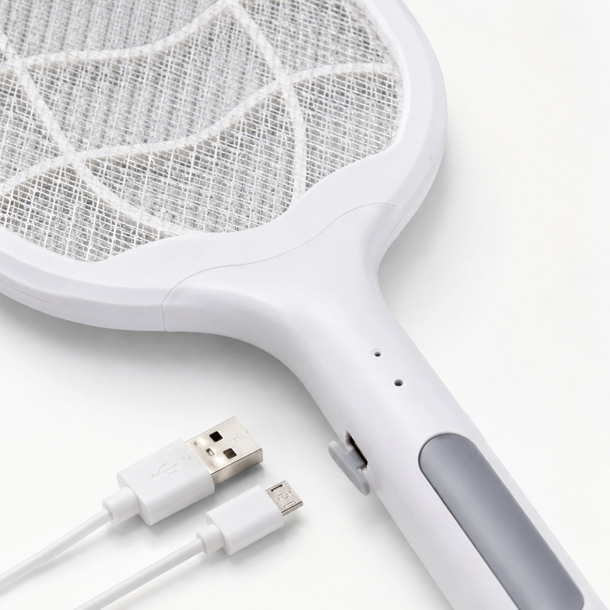 Електрична ракетка мухобійка з USB, Біла / Ракетка від комах / Електромухобійка / Акумуляторна пастка для комах